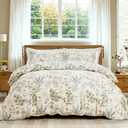 100% Cotton Duvet Cover Queen Size Sage Green Floral Bedding Set Reversible Botanical Comforter Cover 3 Pcs Vintage Cottagecore Aesthetic Soft Bedding Sets for All Season