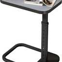 Kitstorack Adjustable Height C-Shaped End Table, 9-Level Side Table with Thickened Metal Rounded Edge, Couch Table Slides Under Sofa or Bed, Eating, Working, TV Tray Table for Small Spaces, Dark Gray