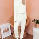 Eurivicy Women's Solid Sweatsuit Set 2 Piece Long Sleeve Pullover and Drawstring Sweatpants Sport Outfits Sets (Large, A-off White)