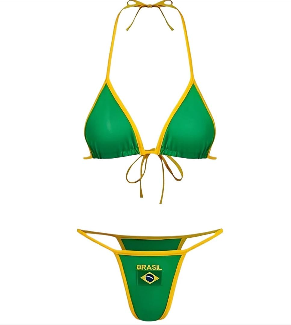 Brazil Mexico Jersey Y2k Halter Bikini Sets Cute 2 Piece Sexy Swimsuit Beach Sets Women Summer, S