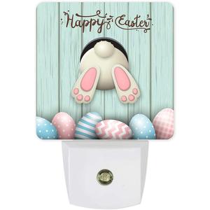 Happy Easter Night Light Plug into Wall, Easter Bunny and Colorful Eggs Dusk to Dawn Night Light, 0.5w Energy Saving Sleep Friendly for Kids Boys Girls Home Decor