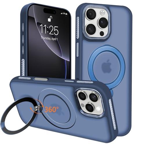 Ankceed for iPhone 16 Pro Max Case, Compatible with 360° Spin Magnetic Stand, Compatible with MagSafe, Military Drop Protection, Anti-Scratch Shockproof Protective Cover 6.9 Inch, Blue