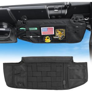 JOYTUTUS Sun Visor Organizer Compatible with 2018-2026 Wrangler JL & Gladiator JT Passenger's Side, Front Tactical Visor Storage Cover Molle Webbing Visor Storage Holder Pouch, Multi-Pocket Net Zipper