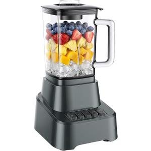 OLIXIS Professional Blender for Smoothies, Full-Size Kitchen Blender with 850 Peak Watts & 54oz Large Glass Pitcher, 4 Speeds with Pulse for Ice Crushing Frozen Fruits, Dishwasher Safe, Grey
