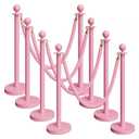 8 Pack Pink Stanchions and Velvet Ropes Set, Stainless Steel Crowd Control Barriers, 4Pcs Pink Ropes and Poles for Party Supplies,Prom,Birthday,Business,Wedding,Baby Shower, Bridal Shower,Anniversary
