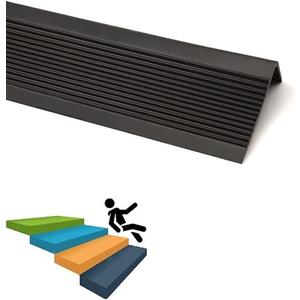 LeongLzt 72 Inch Stair Nosing，Shaped Stair Edge Protector Vinyl Stair Edging Self-Adhesive Rubber Stair Nosing Stair Nose Molding, Non-Slip Stair Tread Stair Trim for Indoor & Outdoor Stair Use
