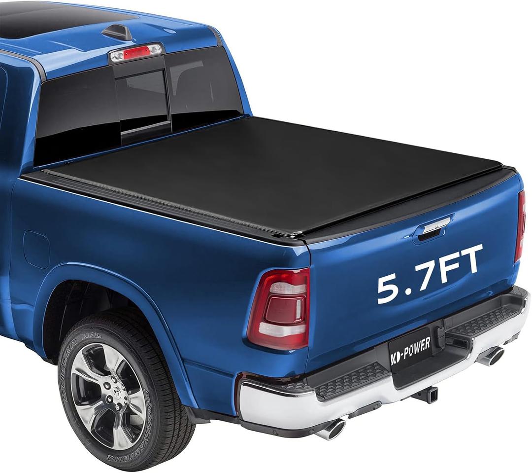 KD-Power Ram 1500 Bed Cover 5.7FT Soft Roll up Tonneau Truck Cover for Dodge Ram 1500 2009-2026 (Incl. Classic & New) 5.7FT Bed Without Rambox