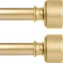 2 Pack Gold Curtain Rods for Windows 48 to 84 Inch(4-7ft), 1 Inch Diameter Heavy Duty Curtain Rod, Adjustable Decorative Drapery Poles 36-88", Brass Gold
