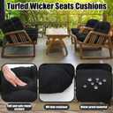 Youyole 7 Pcs Wicker Chair Cushions Set, 44 x 19'' Outdoor Waterproof Loveseat Bench Cushion with 6 U Shaped Chair Cushions for Wicker Garden Porch Swing Furniture Seat Sofa Couch(Black)