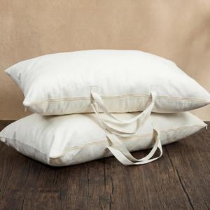 2 Pack 100% Cotton 20"x 36" Canvas Travel Pillow Storage Bag with Handles for Home Travel White Beddings Comforters Blankets Saree Linens Organizer Thick Soft Breathable Closet Organizer Bag
