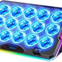 Gaming Laptop Cooling Pad, Laptop Cooler with 15 Quiet Fans for 12-17.3 Inch Notebook, Slim Portable Laptop Cooling Stand with 7 Height Adjustable, 2 USB Ports, Phone Stand (Colorful Lights)