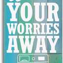 Funny Bathroom Wooden Decor, Wash Your Worries Away, Funny Bathroom Wall Decor, Inspirational Restroom Guest Washroom Decoration, Toilet Washroom Hanging Plaque Sign, 11.8 * 5.9 Inch