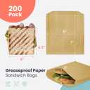 Fit Meal Prep 200 Pack Paper Sandwich Bags 7 x 6, Greaseproof Snack Bags, Unbleached Pastry Bag, Recyclable Small Brown Paper Bags, Cookie Sleeves, Food Packing for Bakery, Donuts, Bagels