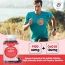 PQQ Gummies Supplement 40mg, CoQ10 Gummies 100mg for Adults, Two Ways Support Cellular Energy & Brain, Nerve, Heart, Immune Health, Antioxidant, Non GMO, Gluten Free, Vegan, Sugar Free, Grape, 60