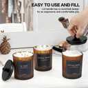 3 Pack Qtip Holder Bathroom Set,Cotton Ball Swab Pad Holder Cotton Round Floss Pick Dispenser with Tray,Glass Apothecary Jars with Lids,Bathroom Organizers and Storage Canisters-Amber