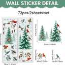 Christmas Window Clings 2 Sheets Xmas Tree Window Decals Adhesive Windows Stickers for Winter Party with Bird Mistletoe Pine Cone Snowflake Designs for Home Office Windows Glass Mirror Decor