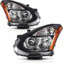 Headlights Assembly Compatible with 2008 2009 2010 2011 2012 2013 Nissan Rogue, 2014 2015 Nissan Rouge Select, Not Fit HID Headlights, Black Housing Ambert Reflector