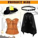 Newcotte Women Cat in Boots Costume Set for Halloween Cosplay Hat Cloak Belt Waist Corset Accessories Props for Adult Halloween Party Cos Supplies, One Size