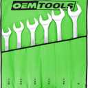 OEMTOOLS 22113 SAE Jumbo Angle Head Wrench Set, Large Fastener Access for Heavy-Duty Maintenance, 6 Piece 1-3/8" to 2" Wrenches, Chrome Finish, Carbon Steel, Wrench Roll Included