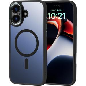 Case for iphone16, Compatible with Magsafe, Military Grade Protection, Anti Yellowing Resistant Slim Magnetic Case, Fingerprint Resistant, Lens Full Cover (6.1") Black