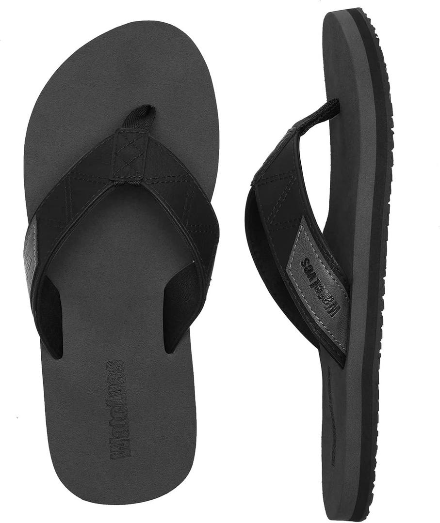 Mens-Flip-Flops-Thong-Sandals-with-Arch-Support Lightweight-Water-Shoes Open-Toe Comfort Summer-Beach-Slippers for Pool-Showers-Dorms Indoor-Outdoor (6, Lz301/Black)
