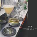 Silicone Coasters with Black Metal Holder, Set of 6, 4-Inch Diameter, Cup Mat for Drink, Stylish Home Decor, Deep Grey