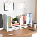 CITLOW Desktop Shelf Organizer - Adjustable Wood Desktop Bookshelf, Table Top Shelves, Desk Book Organizer for Office Supplies and Home Dcor (White)