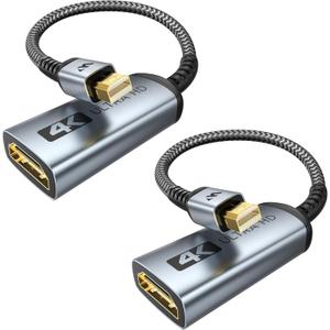 WARRKY 4K Mini DisplayPort to HDMI Adapter 2 Pack, [UHD, Gold-Plated Plug, Aluminum Case]Thunderbolt to HDMI Converter Compatible for MacBook Air/Pro, Mac Mini, iMac, Surface Pro, Monitor/TV/Projector