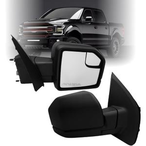 Passenger Side Mirror Compatible With 2015-2020 Ford F150 With Power Glass Non-Heated Without Turn Signals Texture Black FL3Z17682AK 3-Pins