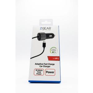 Z GEAR Adaptive Fast Charge Car Charger, 30 Watts Total Power, For USB C