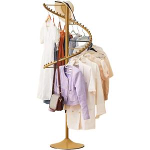 Spiral Rotating Clothing Rack, 38 Ball Heavy Duty Garment Rack, Standing Metal Sturdy Freestanding Hanger For Boutique Bedroom Space Saving (Color : Gold, Size : 180cm)