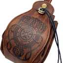HiiFeuer Medieval Faux Leather Pouch, Portable Drawstring Purse, Vintage Belt Pouch Dice Bag For LARP Ren Faire