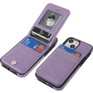 KIHUWEY Compatible with iPhone 13 Mini Case Wallet with Credit Card Holder, Premium Leather Magnetic Clasp Kickstand Heavy Duty Protective Cover for iPhone 13 Mini 5.4 Inch(Purple)