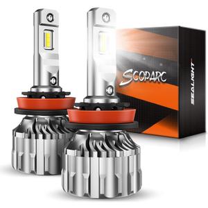 SEALIGHT H11/H8/H9 Bulbs 33000LM Super Bright, 6500K Cool White H16 Light Bulbs, 60000+Hours H11 Powersport Bulb with Cooling Fan, Easy Plug-N-Play, H 11 Driving Fog Spot Light Assemblies, Pack of 2