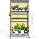 Bstrip Plant Shelf with Grow Light with Timer, Tall Plant Stand with Adjustable Rack and Wheels, 6 Pack T5 3FT Full Spectrum Grow Lights for Indoor Plants, Seed Starting, Seed Tray, 35.4"x13.8"x70.8
