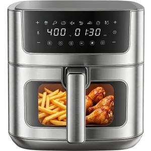 DUMOS Air Fryer 6.34 Quarts, 8-in-1 Airfryer with Presets & Viewing Window, 12.99"x 10.83"x11.42"