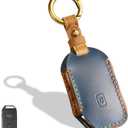 5-Button Leather Key Fob Cover, Compatible with Kia Cerato Ceed Forte NIRO Sorento Seltos Sportage Soul Telluride Keyless Entry Remote Smart Key, No Screw Design Retro Key Protector(Blue)