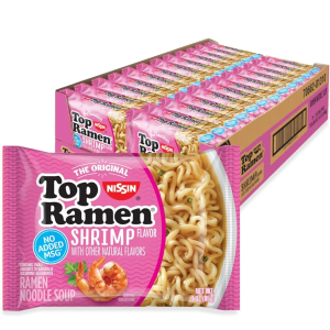 Nissin Top Ramen Noodle Soup, Shrimp Flavor, 3 Ounce (Pack of 24), Best By: 08-26-25