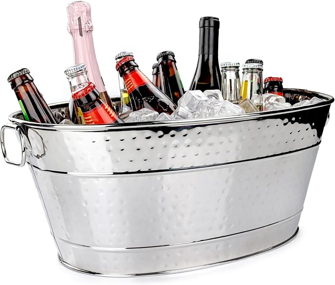 BREKX Stainless Steel Beverage Tub for Parties, Leak-Resistant/Rust-Proof, Durable Beer and Wine Drink Tub with Handles
