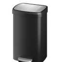 Garvee 13 gal / 50 L Plastic Trash Can with Lid, Large Garbage Can for Kitchen, Rustproof Step-on Kitchen Trash Bin with Liner Rim, Rear Handle, Soft Close Lid, Black