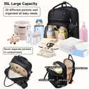 ANWTOTU Leather Baby Diaper Bags with Changing Station,Extra large Capacity Baby Diaper Bag Backpack,Waterproof Baby Essentials(Black)
