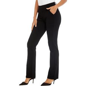 Women's Ease into Comfort Barely Bootcut Stretch Dress Pants (4, Black)
