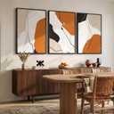 Large Framed Burnt Orange Abstract Wall Art for Living Room, 24x36 Inch | 3 Piece, Canvas print, Modern artwork, Minimalist line, Bedroom picture, Dining room decor, Office decor, Solid wood frame