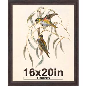 16x20 Frames as Poster Frames, 1.37-In Wide MDF Frame with Plexiglass, 16 x 20 Picture Frames for Wall, Walnut Brown