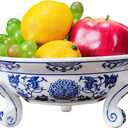 Blue and White Porcelain, Decorative Fruit Bowl, Chinoiserie Decor, Blue and White Fruit Bowl for Kitchen Counter, Home Decor 26 * 10cm