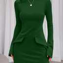 PRETTYGARDEN Womens Fall Long Sleeve Mini Dress 2025 Trendy Boat Neck Bodycon Knit Elegant Short Party Formal Dresses (Green, L)