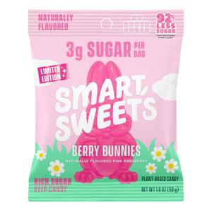 SmartSweets Berry Bunnies Easter Candy, 1.8oz (Pack of 14),Gummy Candy with Low Sugar, Low Calorie, No Artificial Sweeteners, Plant-Based, Gluten-Free, Healthy Snack for Kids & Adults, BBD 01/10/2027