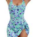 Eomenie One Piece Swimdress Swimsuits for Women Tummy Control Swim Dresses Skirt Bathing Suit L