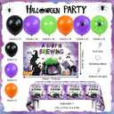 Halloween Baby Shower Party Decoration, A Baby Is Brewing Party Supplies with Backdrop Tablecloth Balloons Halloween Gender Reveal Party Decor Supplies