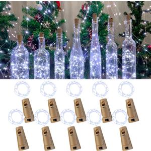 Wine Bottle Lights with Cork, 20 LEDs 6.6 Feet Silver Wire Cork Bottle Lights,Fairy Mini String Lights,for DIY Jar Halloween,Christmas,Party,Decor,Wedding Listing (7 Pack, Cool White)